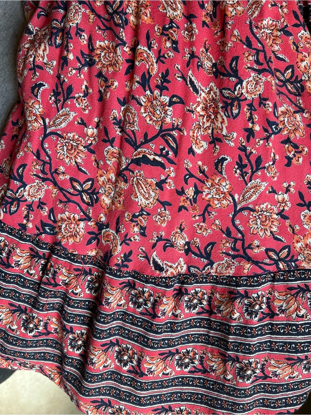 Angie Red and Black Floral Trim Dress - Picture 3 of 8